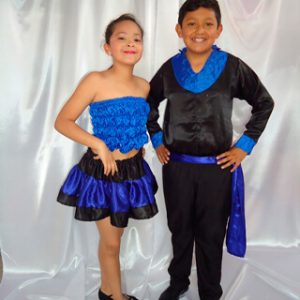 Traje nido de abeja azul niñas